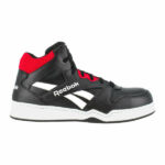 BLACK WHITE AND RED HIGH TOP WORK SNEAKER