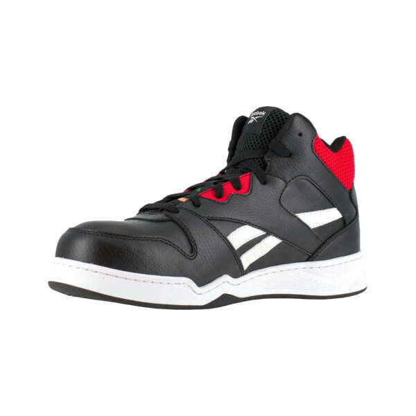 BLACK WHITE AND RED HIGH TOP WORK SNEAKER 3