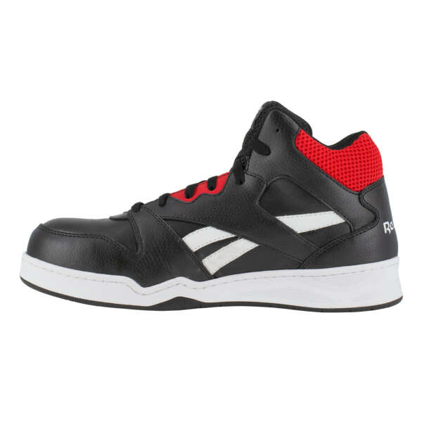 BLACK WHITE AND RED HIGH TOP WORK SNEAKER 4